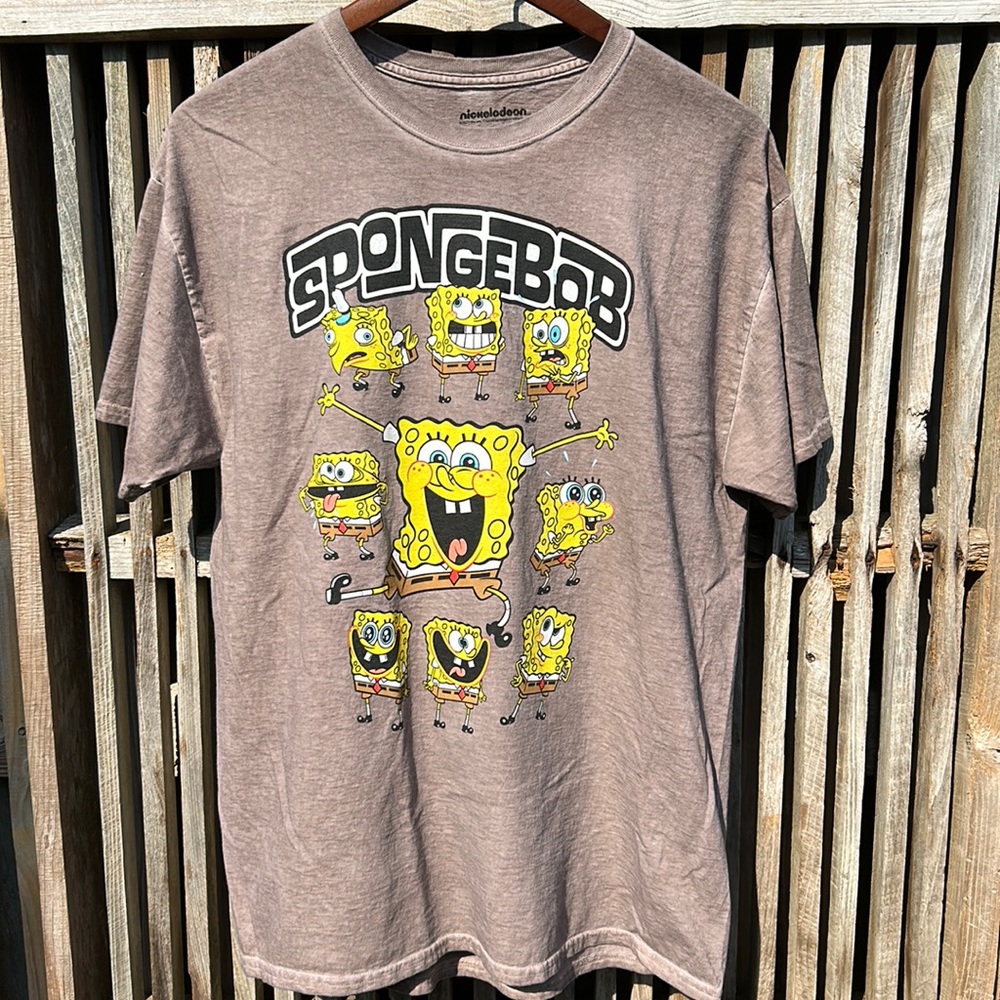 Nickelodeon SpongeBob SquarePants Many Faces Acid Wash T-Shirt 1X cotton Men’s